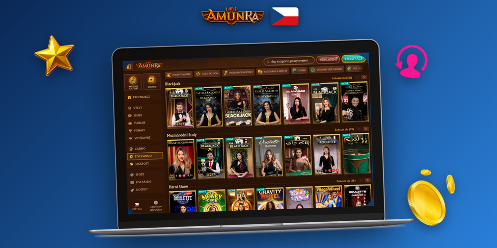 AmunRa Casino na PC v režimu celé obrazovky s live kasinem a sloty