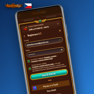 Potvrzení věku 18+ a souhlas s podmínkami při vytvoření účtu v AmunRa Casino