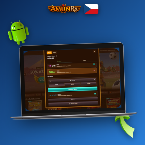 AmunRa Casino strategie: hráč u notebooku s grafem výsledků a siluetou pyramidy