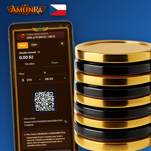AmunRa Casino vklad – pokladna se zlatým motivem a ikonami platebních metod